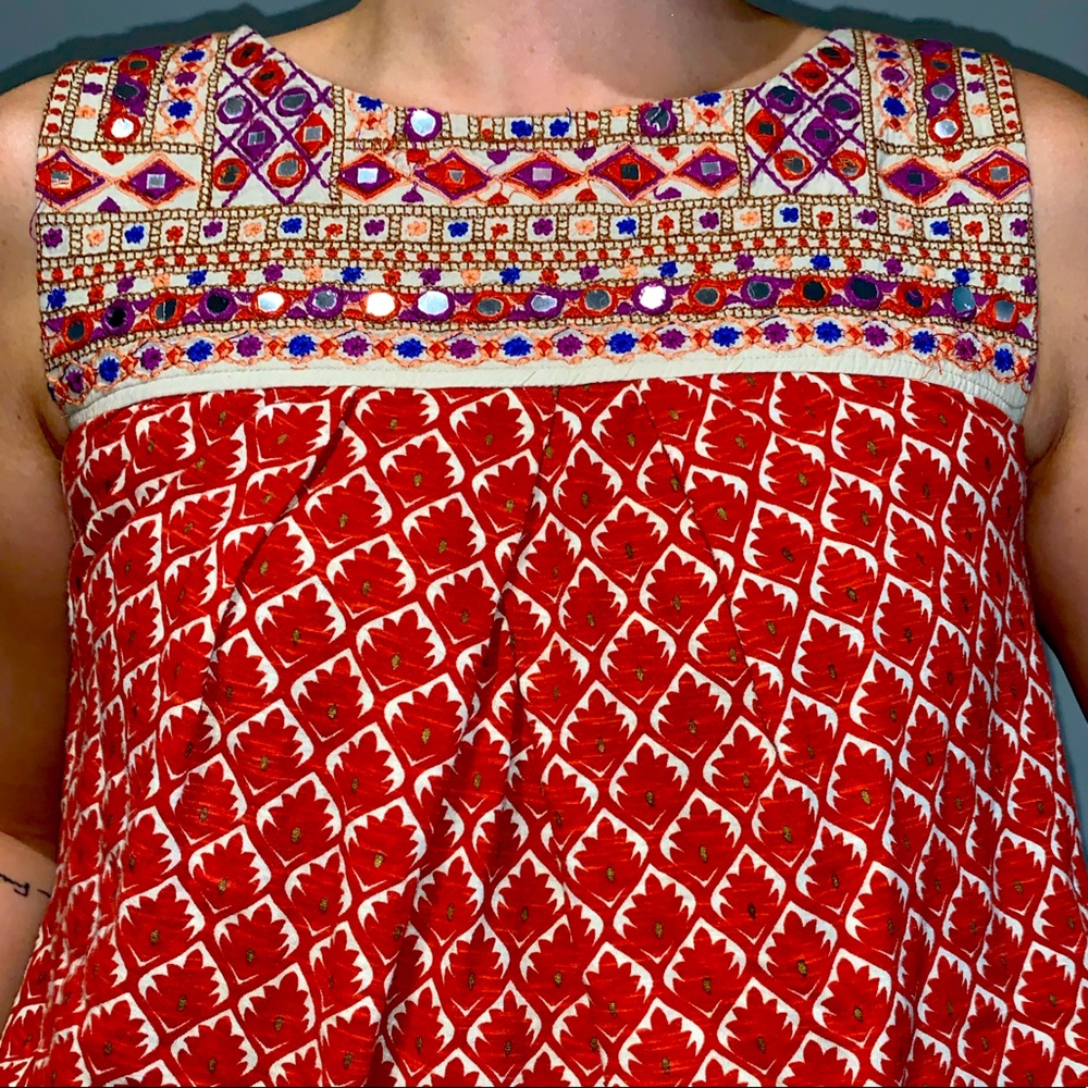 ANTHROPOLOGIE • BOHO EMBROIDERED TANK • SIZE XS
